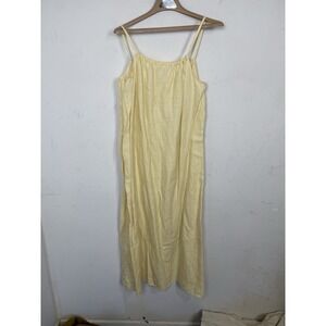 Beacan Cove Womens Dress XS Butter Yellow 100% Linen Maxi Beachy Quiet Luxury